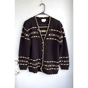 Vtg‎ 80s 90s Cricket Lane Sweater Black Gold Sparkly Christmas Holiday EUC USA M